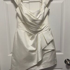 Alfred Angelo Ivory Satin Cowl Neck Mini Dress